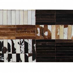 Luxusný kožený koberec, čierna/hnedá/biela, patchwork, 141x200, KOŽA TYP 4