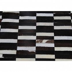 Luxusný kožený koberec,  hnedá/čierna/biela, patchwork, 69x140, KOŽA TYP 6