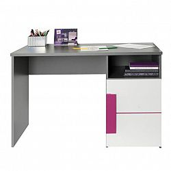PC stôl, sivá/biela/fialová, LOBETE 21